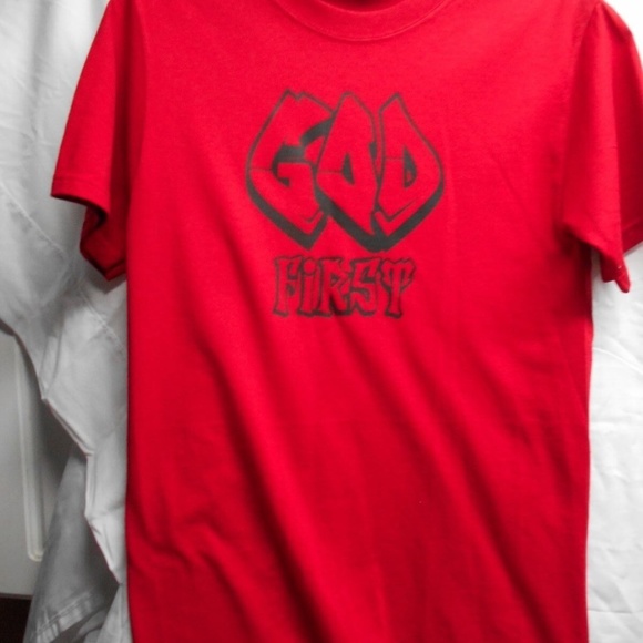 Source Unknown Other - New God First Mens Sz S Cotton Tee Tshirt T Shirt Red